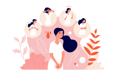 PMS. Female abdominal pain, menstrual syndrome and change behavior. Wo
