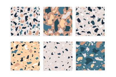 Terrazzo pattern. Flooring concrete interior backgrounds. Vibrant gran