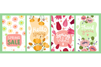 Spring bouquets card. Flower greeting gift tags. Floral fashion love p