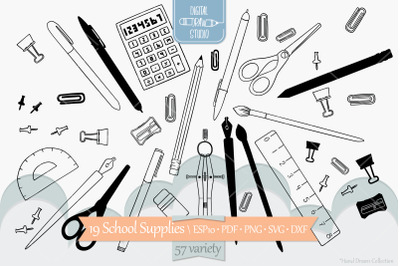 School Supplies | Hand Drawn Stationary, Office Doodles