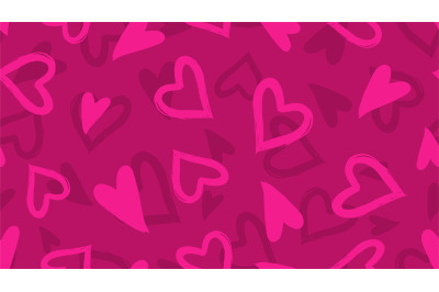 Doodle hearts pattern. Romantic love brushed background. Valentine day