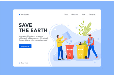 Save earth, throw away garbage landing page