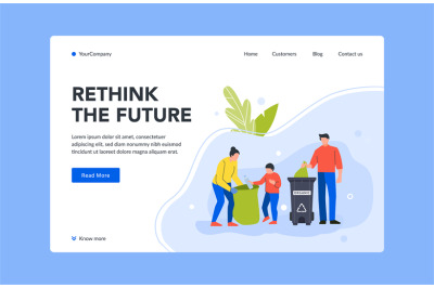 Rethink future landing page collect trash in bin