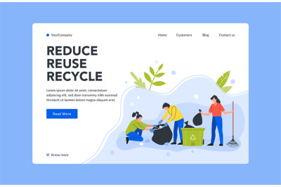 Reduce reuse and recycle trash landing page