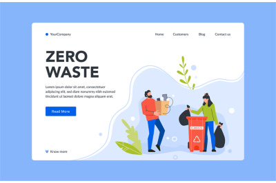 Zero waste landing page, e-waste bin vector