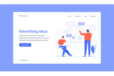 Advertising agency idea landing page, people create