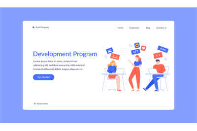 Team development program project landing web page