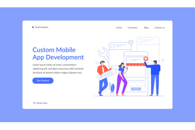 Custom mobile app development landing web site