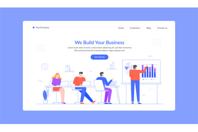 Build business learn presentation chart and graphic landing page