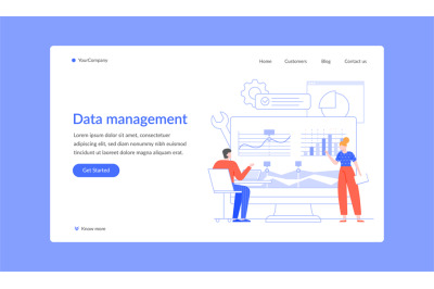 Data management analysis chart business landing page