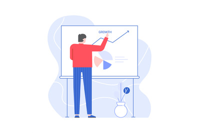 Man presentation chart development on white board