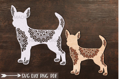 Chihuahua Mandala Dog sign svg dxf pdf cut out template