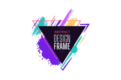 Abstarct design frame triangular with colored brush