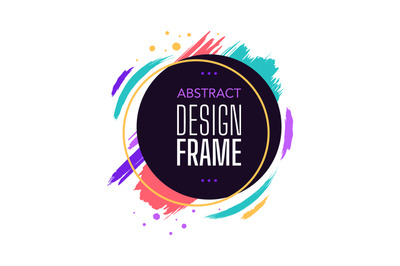 Abstract design frame round with watercolor vibrant