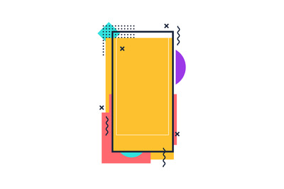 Template colored frame for social media, memphis design