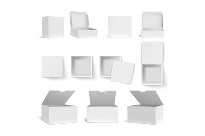 Box packaging. Blank white and black product package in various size 3