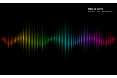 Rainbow sound wave. Multicolor sonic dynamic waveform on dark backgrou