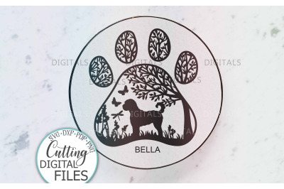 Labradoodle Paw Dog sign svg dxf pdf cut out template