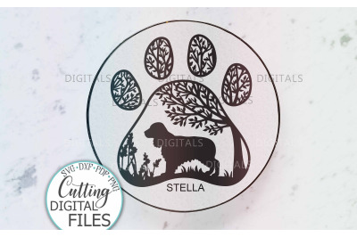 Cocker spaniel Paw Dog round sign svg dxf pdf cut out file