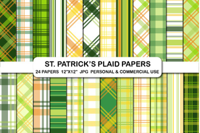 St Patricks Background Plaid Papers Set