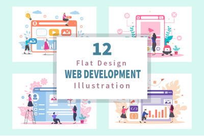 12 Web Development Flat Illustration