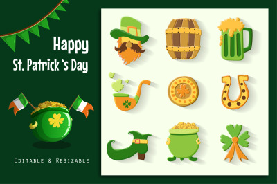 Saint Patricks Day Label and Sticker set