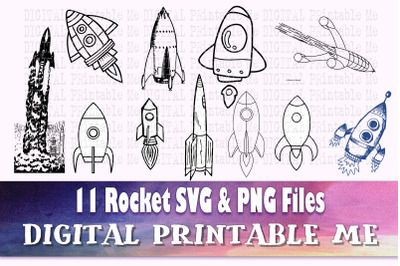 Rocket svg bundle, silhouette PNG, clip art, 10 Digital images, space