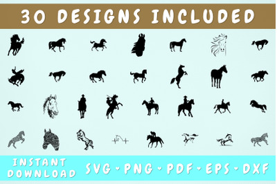 Horse SVG Bundle - 30 Designs&2C; Cricut Cut Files