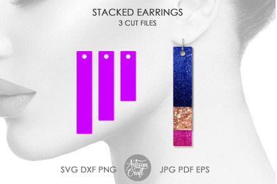 Bar earrings, SVG, Stacked earring template