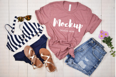 Pink Summer Shirt Mockup, Bikini
