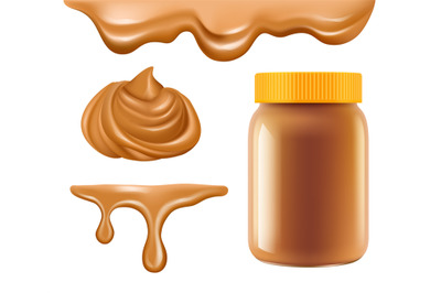 Peanut butter. Healthy breakfast caramel or chocolate butter sweet cre