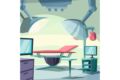 Surgery room. Emergency clinic hospital interior operating table vecto