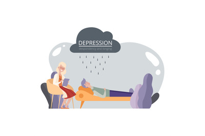 Psychotherapy session, psychological help. Depressed man and psychothe