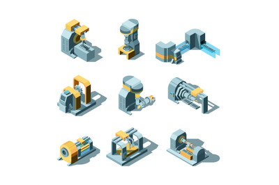 Industry machines. Machinery production working factory equipment grin