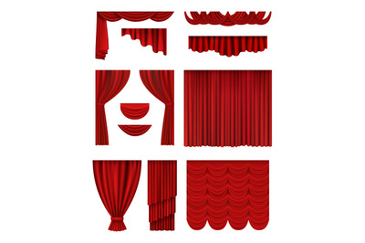 Curtain stage. Theatrical opera hall decoration red luxury silk curtai