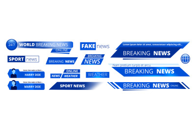 Breaking news. Broadcasting banners tv sport weather video interface v