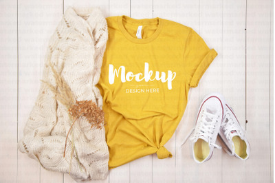 Casual Yellow T-Shirt Mockup
