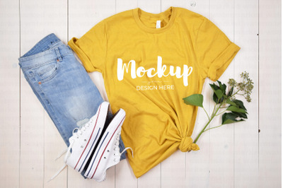 Casual Yellow T-Shirt Mockup
