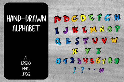 Hand-Drawn Color Alphabet PNG.