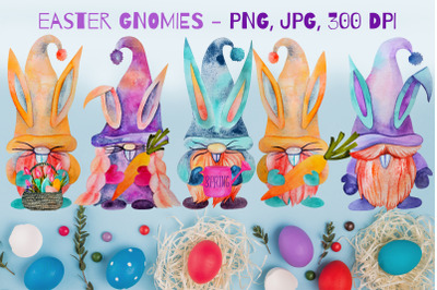 Easter Gnomes. Watercolor Gnomes. Easter Sublimation.
