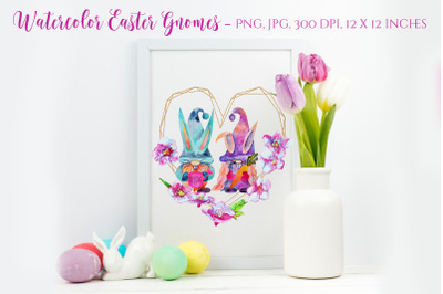 Easter Gnomes. Watercolor Gnomes. Easter Sublimation.