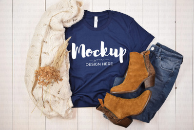 Blue Shirt Mockup with Boots