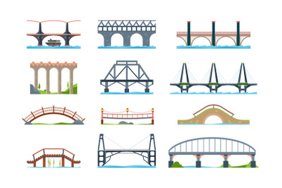 Bridges. Wooden iron aqueduc with column modern architectural objects