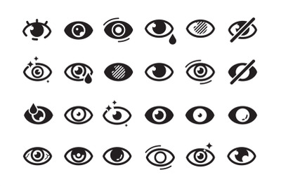 Eyes symbols. Closed opening eye human parts optical medical healthcar