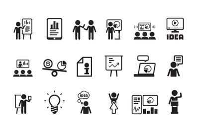 Business lesson icon. Presentation training speaking events conference