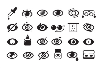 Optometry icon. Ophthalmology symbols eye doctor lens optician vector