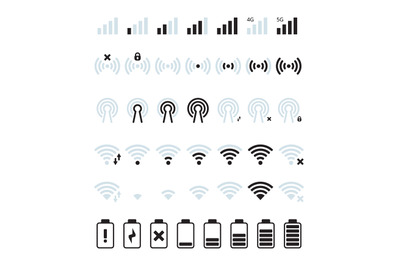 Phone mobile signal. Wifi and mobile status bar connection icon gsm ba