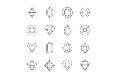 Diamond icon. Jewels outline symbols gems stones geometrical polygonal