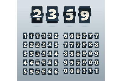 Time numbers. Flip clock template countdown vector template