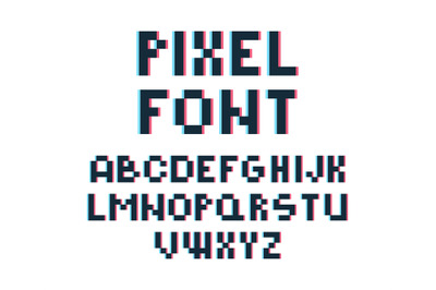 Pixel font. Retro video game 80s vintage computer typography letters a